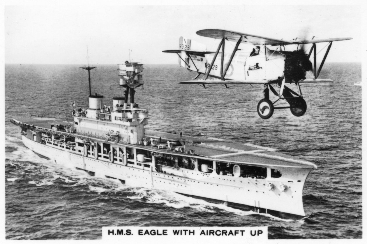Lentotukialus HMS Eagle ja Fairey Flycatcher -lentokone, 1937 tekijältä Unbekannt