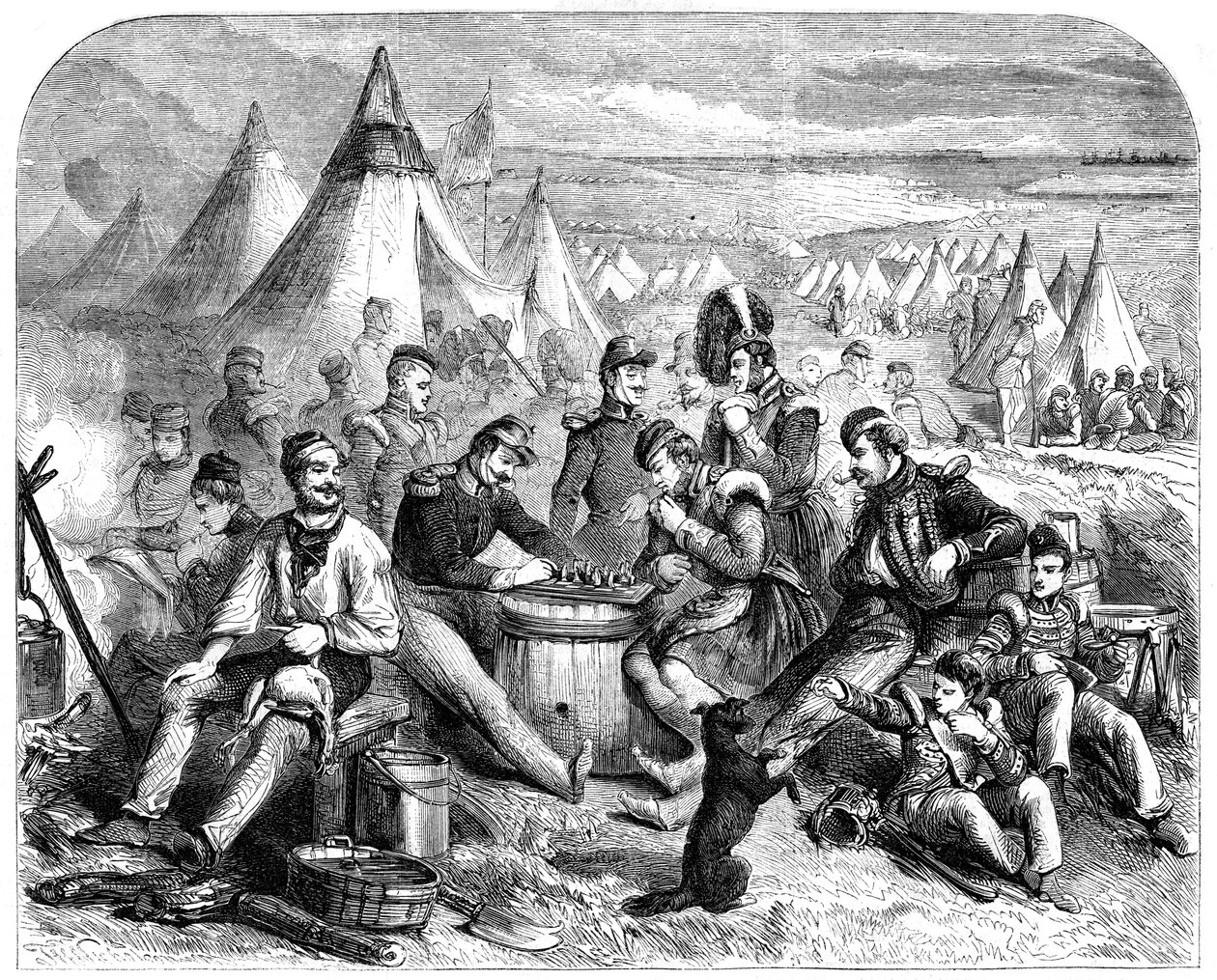 Sotilaiden huvi ennen Sevastopolia, 1855 tekijältä Unbekannt