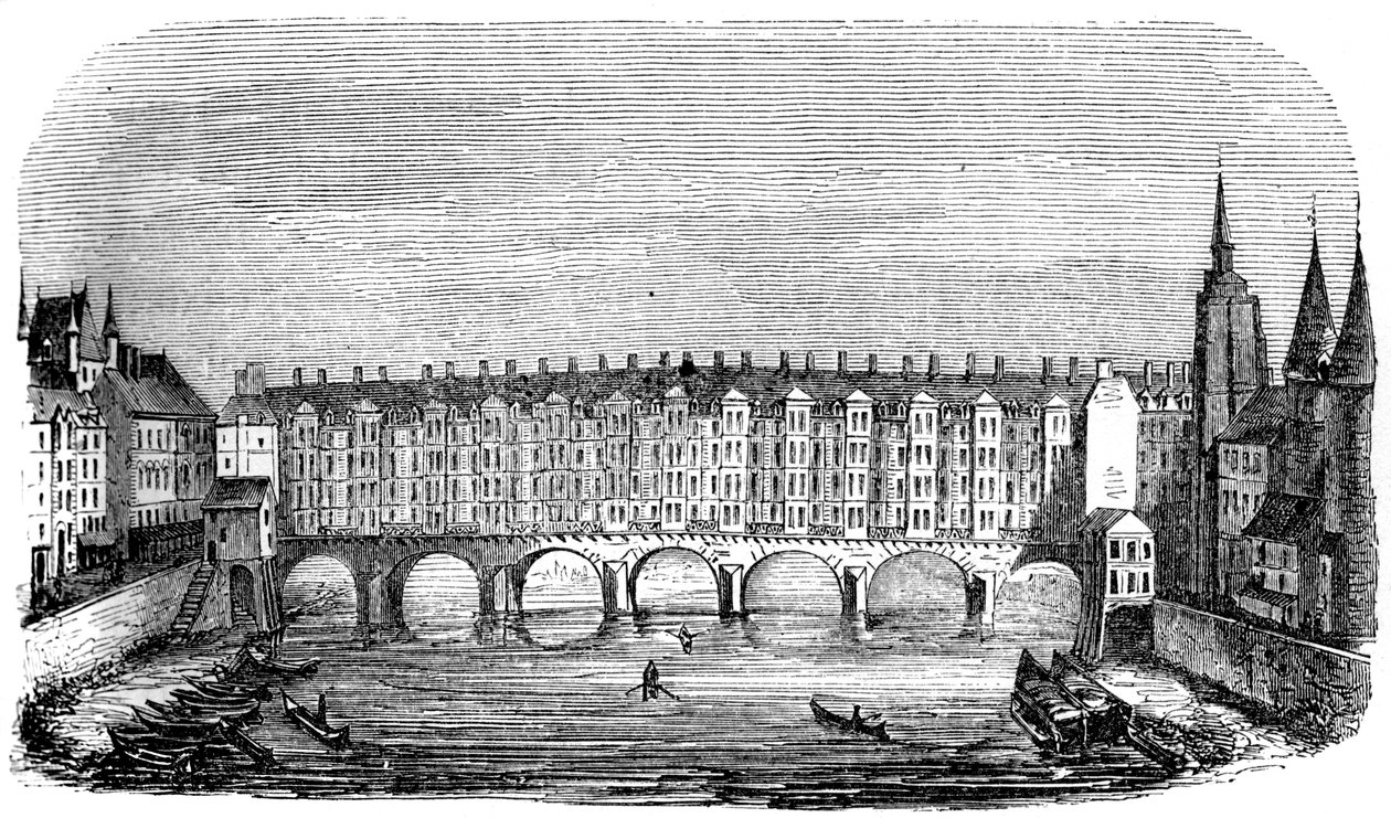 Muinainen Pont aux Changers, Pariisi, Ranska, 1500-luku 1849 tekijältä Unbekannt
