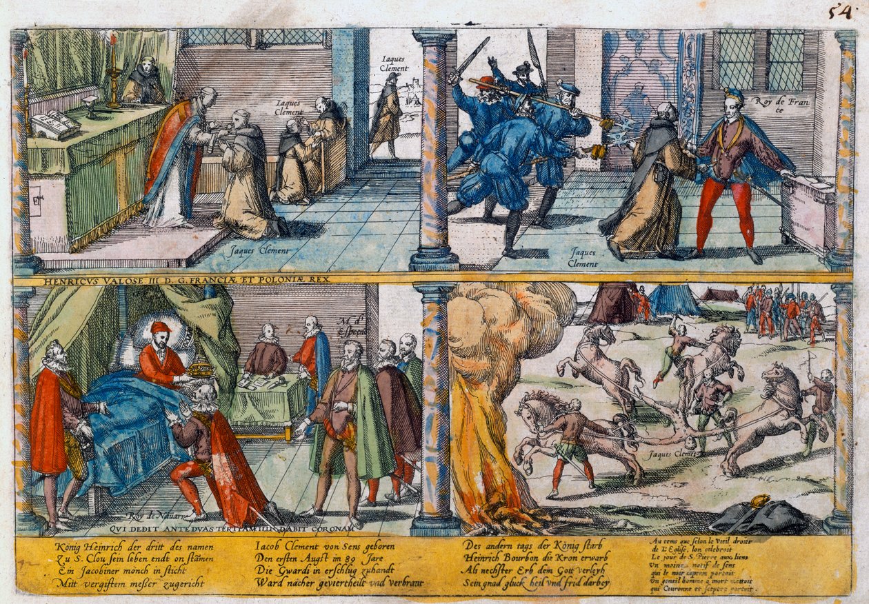 Ranskalaisen Henrik III:n salamurha 1589 tekijältä Unbekannt
