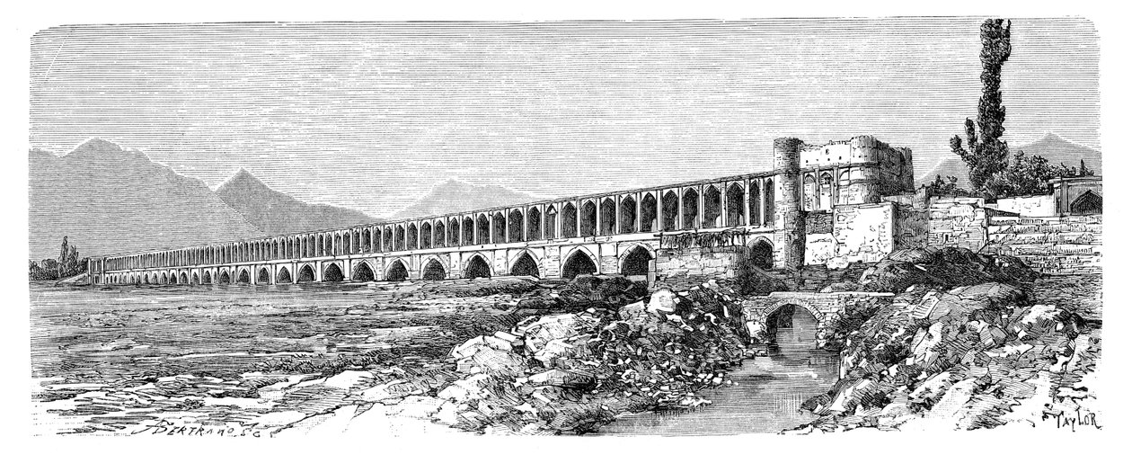 Silta Zendeh-Rudin yli, Isfahan, Iran, 1895 tekijältä Unbekannt