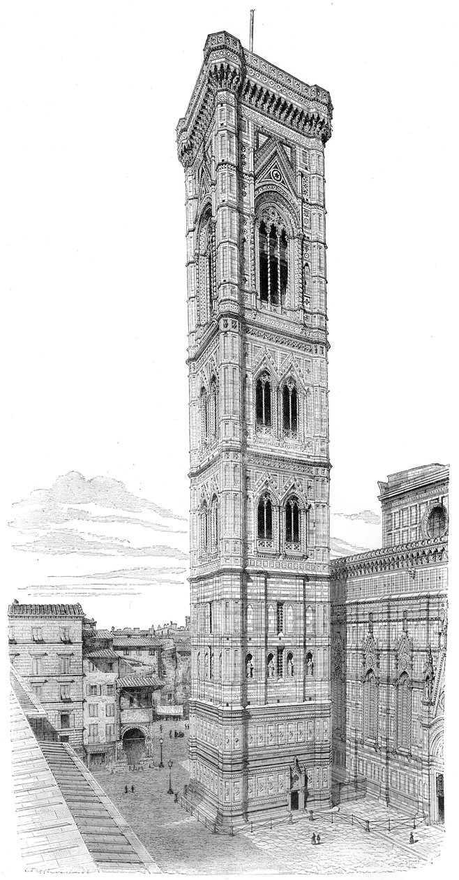 Santa Maria del Fioren basilikan campanile, Firenze, Italia, 1882 tekijältä Unbekannt