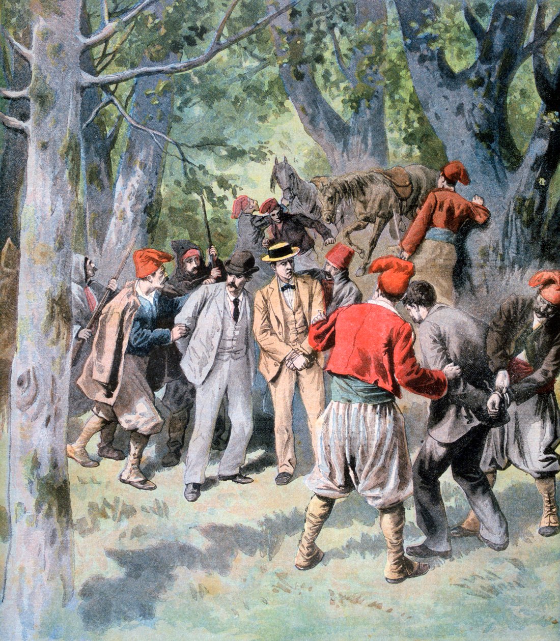 Kahden ranskalaisen matkailijan vangitseminen ryöstöjen toimesta Sardiniassa, 1894 tekijältä Unbekannt