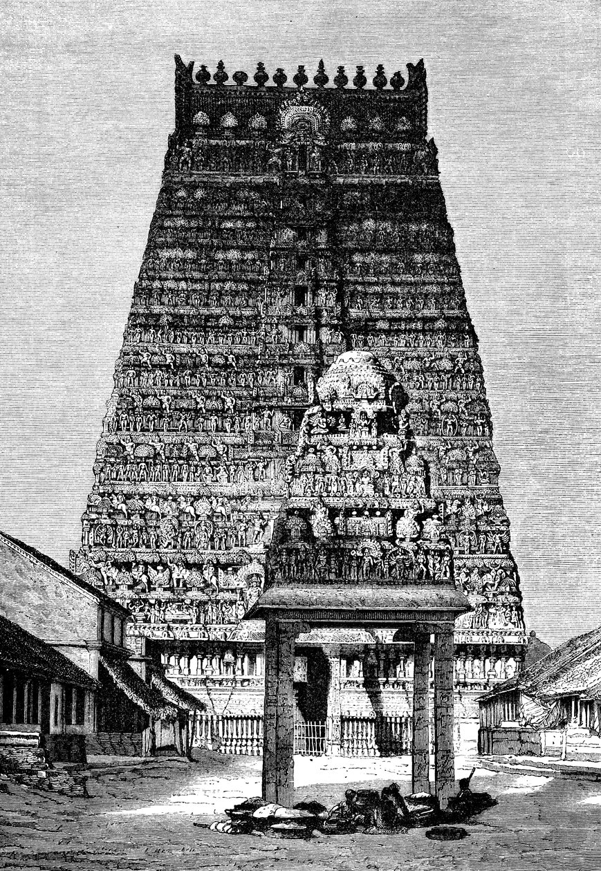 Kumbakonamin temppelin päägopura, Intia, 1895 tekijältä Unbekannt