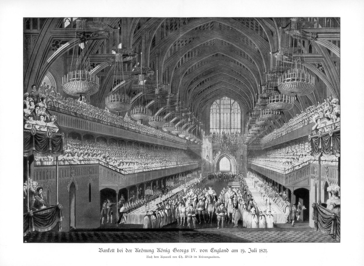 George IV:n kruunausjuhla Westminster Hallissa Lontoossa 19. heinäkuuta 1821 1900 tekijältä Unbekannt