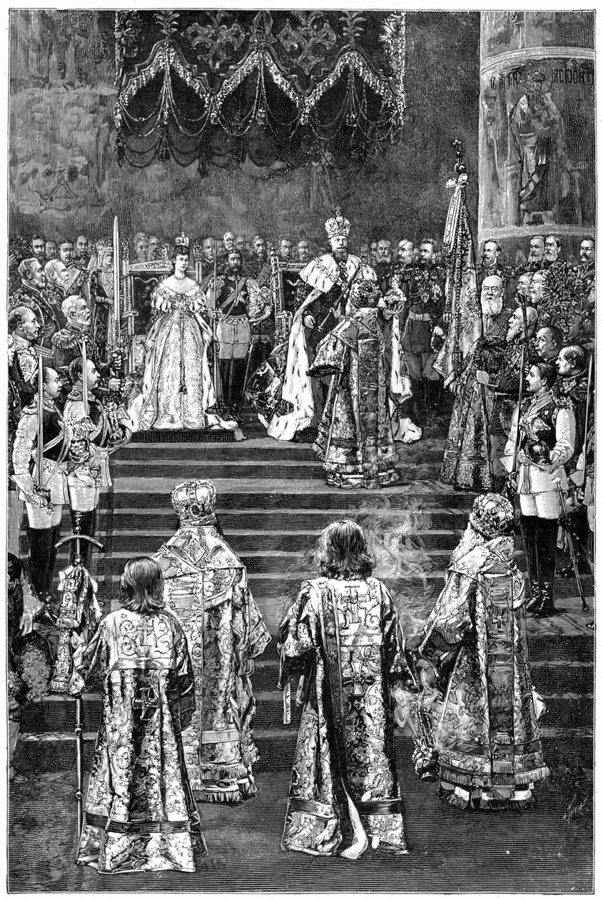 Keisari Aleksanteri III:n ja keisarinna Maria Fjodorovnan kruunaus, 1883, 1800-luvun loppu tekijältä Unbekannt