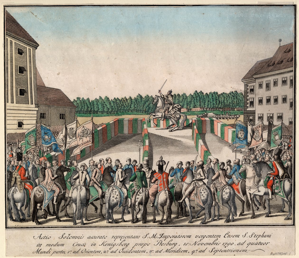 Keisari Leopold II kruunattiin Unkarin kuninkaaksi Pressburgissa 15. marraskuuta 1790 1790. tekijältä Unbekannt