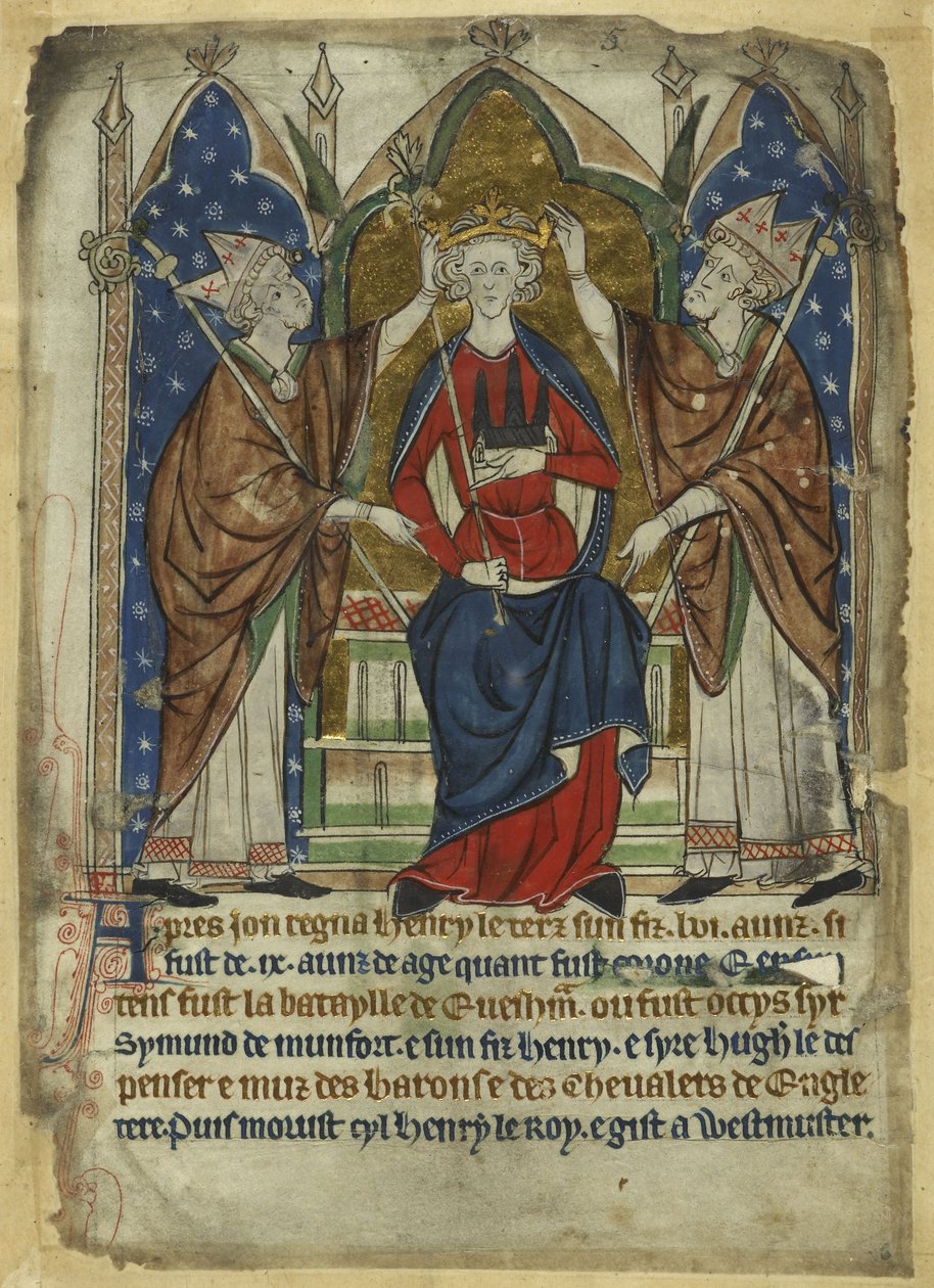 Kuningas Henrik III:n kruunaus 1200-luvulla tekijältä Unbekannt