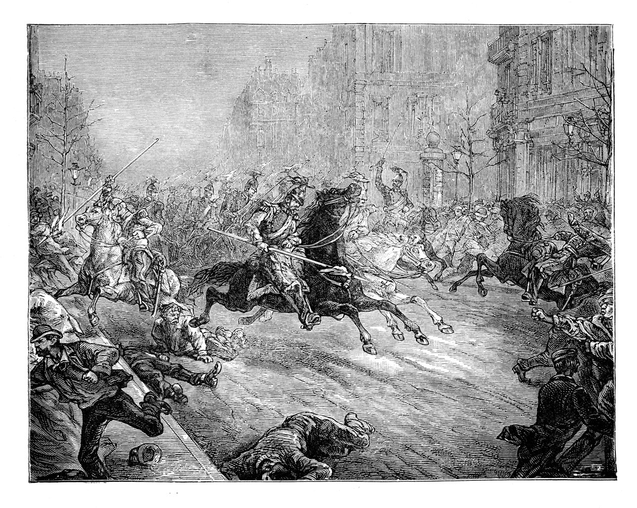 Vallankaappaus, lansseja ryöstelemässä väkijoukkoja Pariisin bulevardeilla, 1800-luku tekijältä Unbekannt