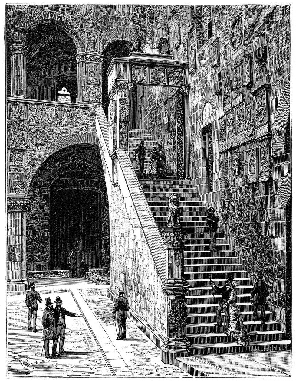 Bargellon piha, Firenze, Italia, 1882 tekijältä Unbekannt