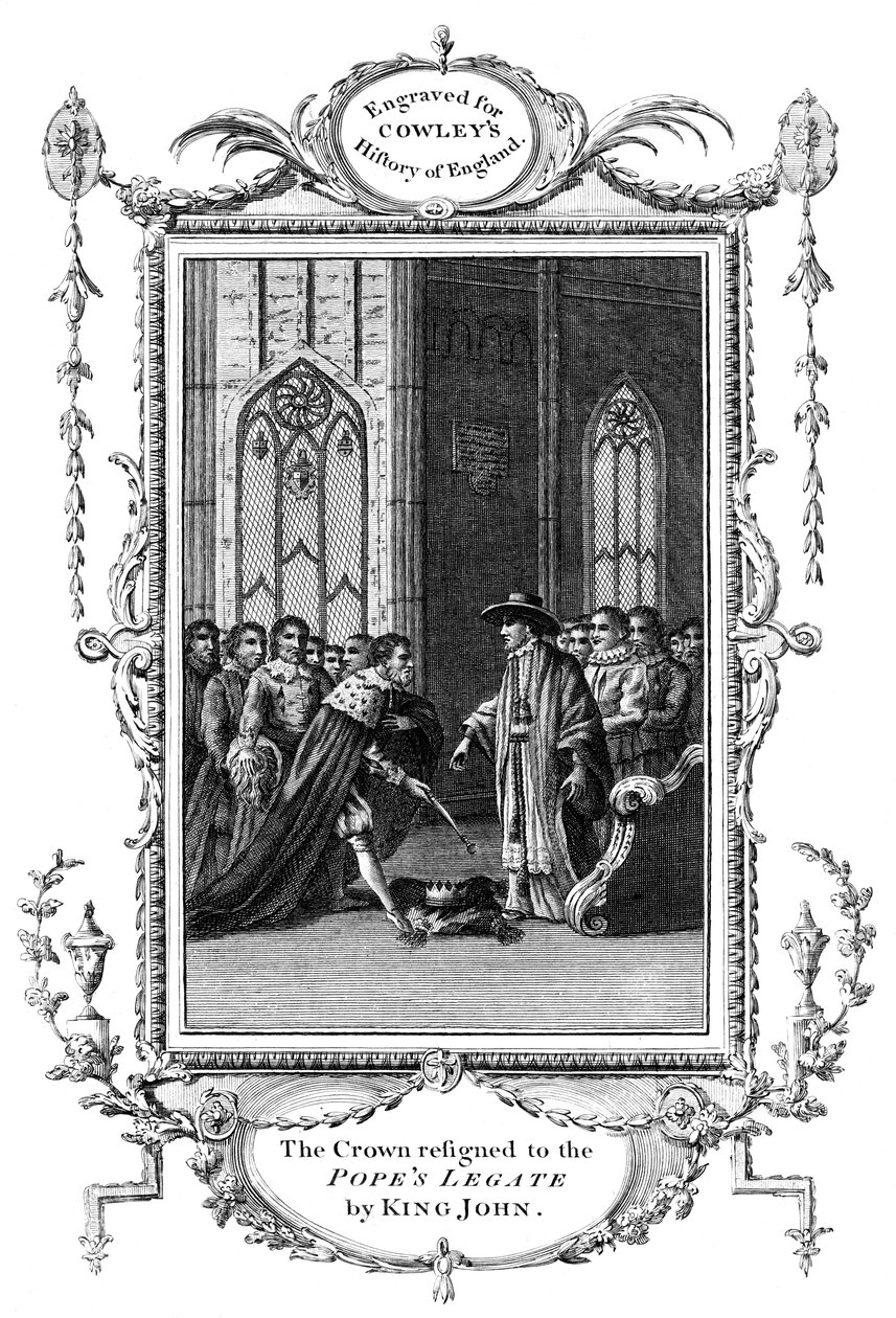 Kuningas Johannes antoi kruunun paavin legaatille 1167-1216, 1213 tekijältä Unbekannt