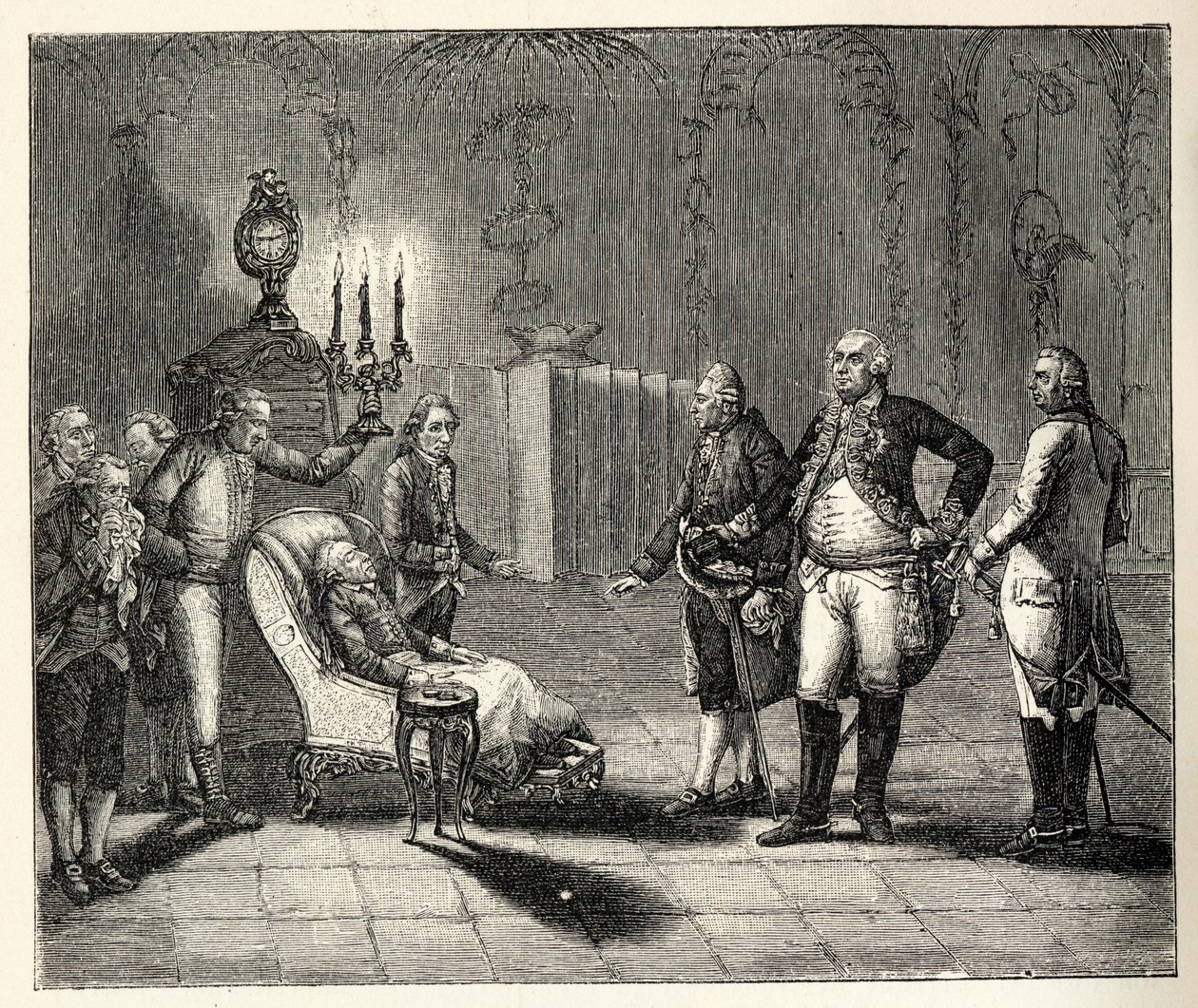 Fredrik II:n kuolema 17. elokuuta 1786. tekijältä Unbekannt