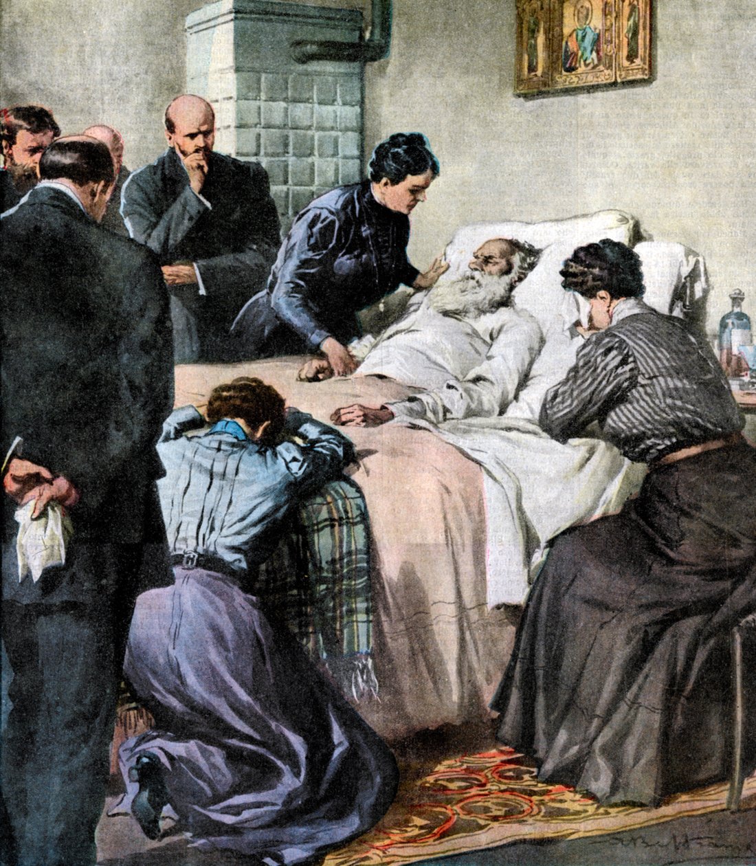Venäläisen kirjailijan ja filosofin Leo Tolstoin kuolema, 1910 tekijältä Unbekannt