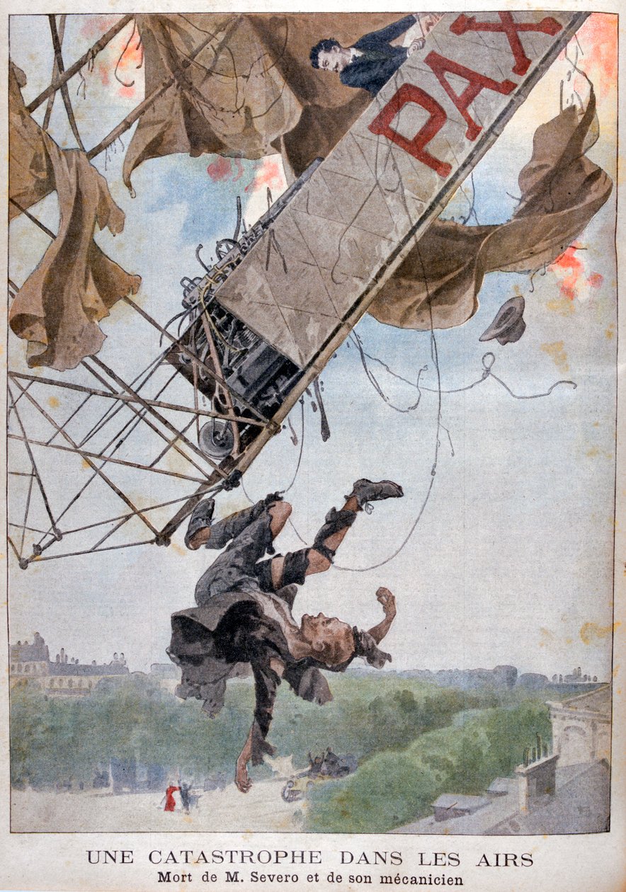 Lentäjä Auguste Severon kuolema Pariisin yllä, 1902 tekijältä Unbekannt