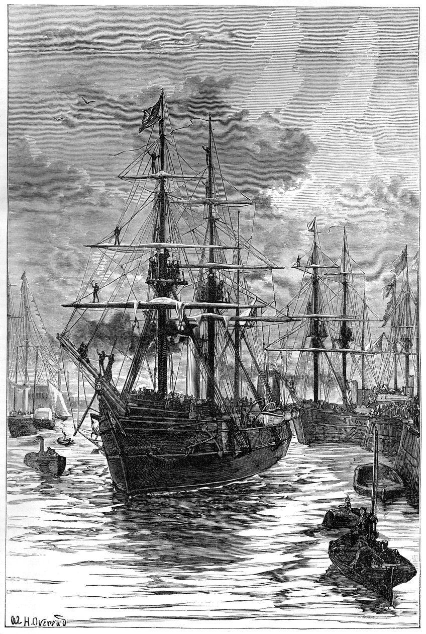Albertin ja Discoveryn lähtö Portsmouthista, 1800-luku tekijältä Unbekannt