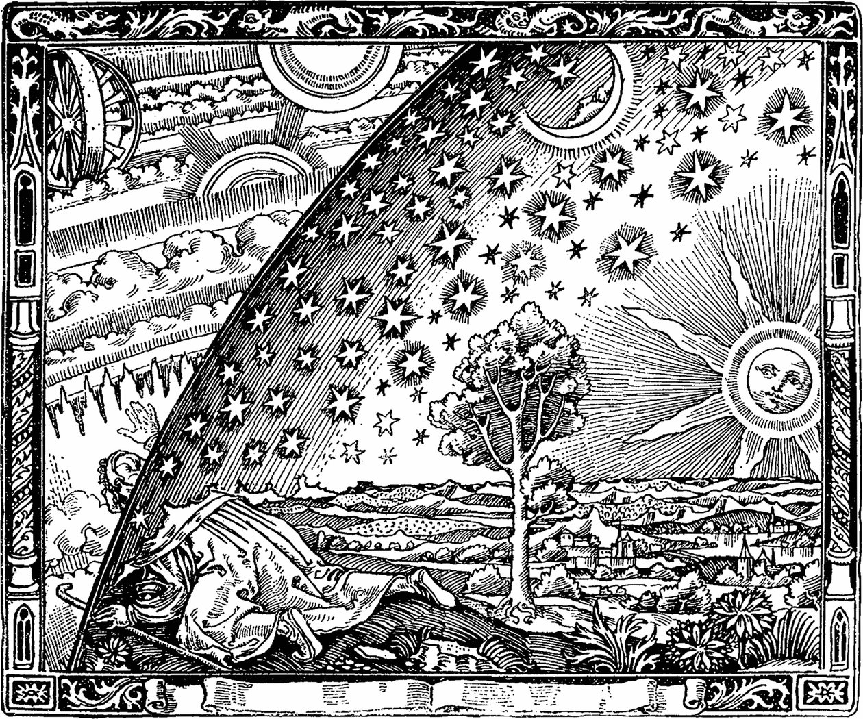 Taivaanvahvuuden reunalla Flammarion-kaiverrus Ilmakehästä. Camillen suosittu meteorologia tekijältä Unbekannt