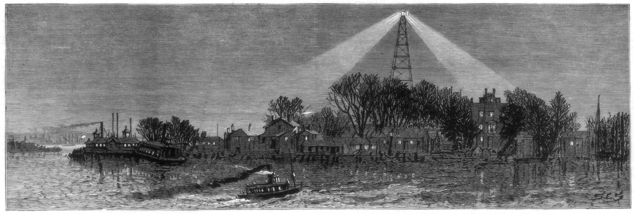 Sähkövalo Hell Gatessa, New Yorkissa, 1885 tekijältä Unbekannt