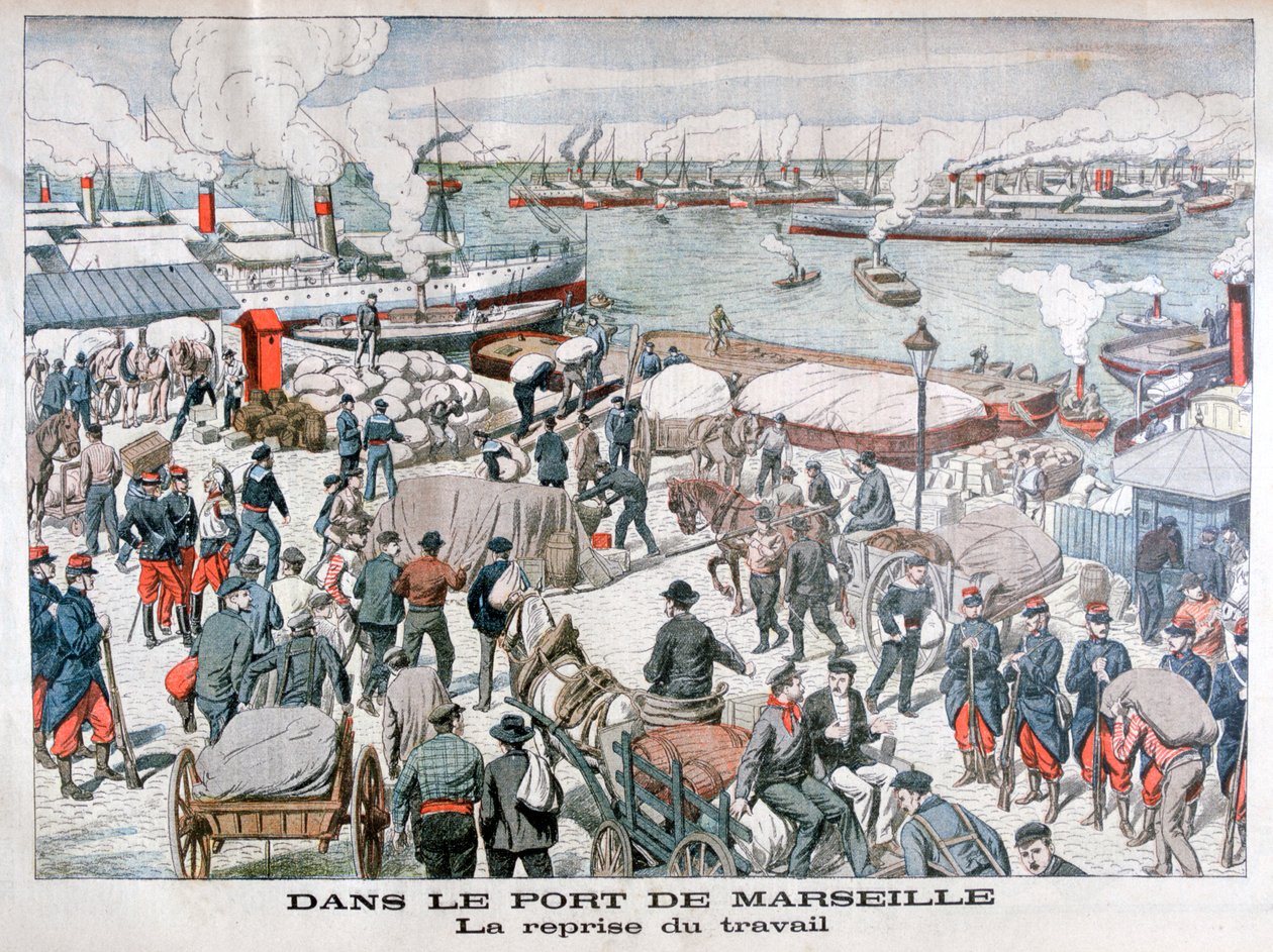 Marseillen sataman satamatyöntekijöiden lakko päättyi Ranskassa 1904 tekijältä Unbekannt