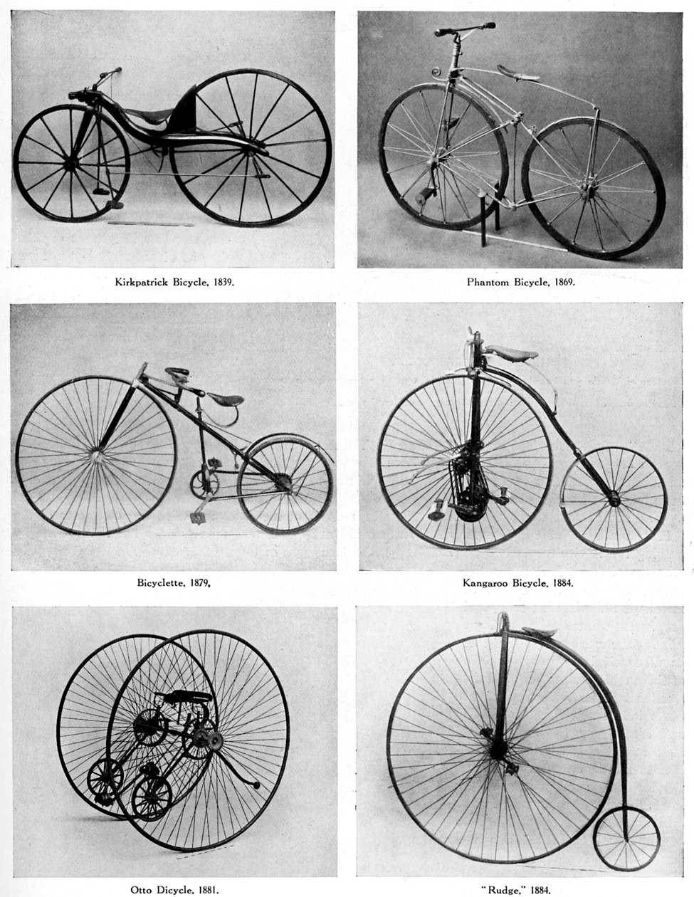 Polkupyörän evoluutio, 1800-luku, v1920 tekijältä Unbekannt