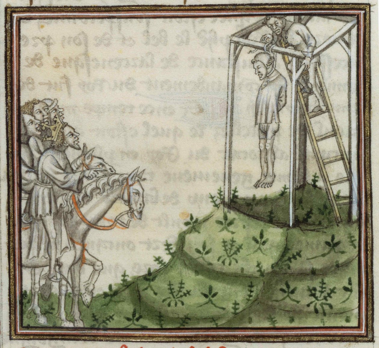 Enguerrand de Marignyn teloitus. Grandes Chroniques de Francesta 1300-luvulta. tekijältä Unbekannt