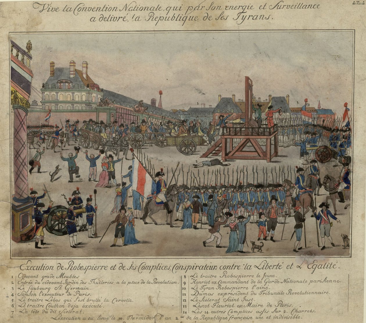 Robespierren ja hänen kannattajiensa teloitus 28. heinäkuuta 1794 tekijältä Unbekannt