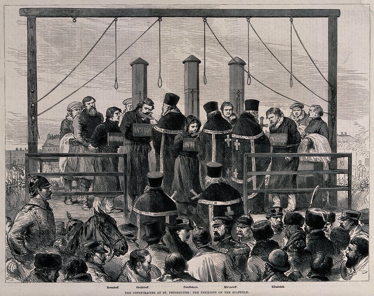 Nihilistien teloitus, noin 1881 tekijältä Unbekannt