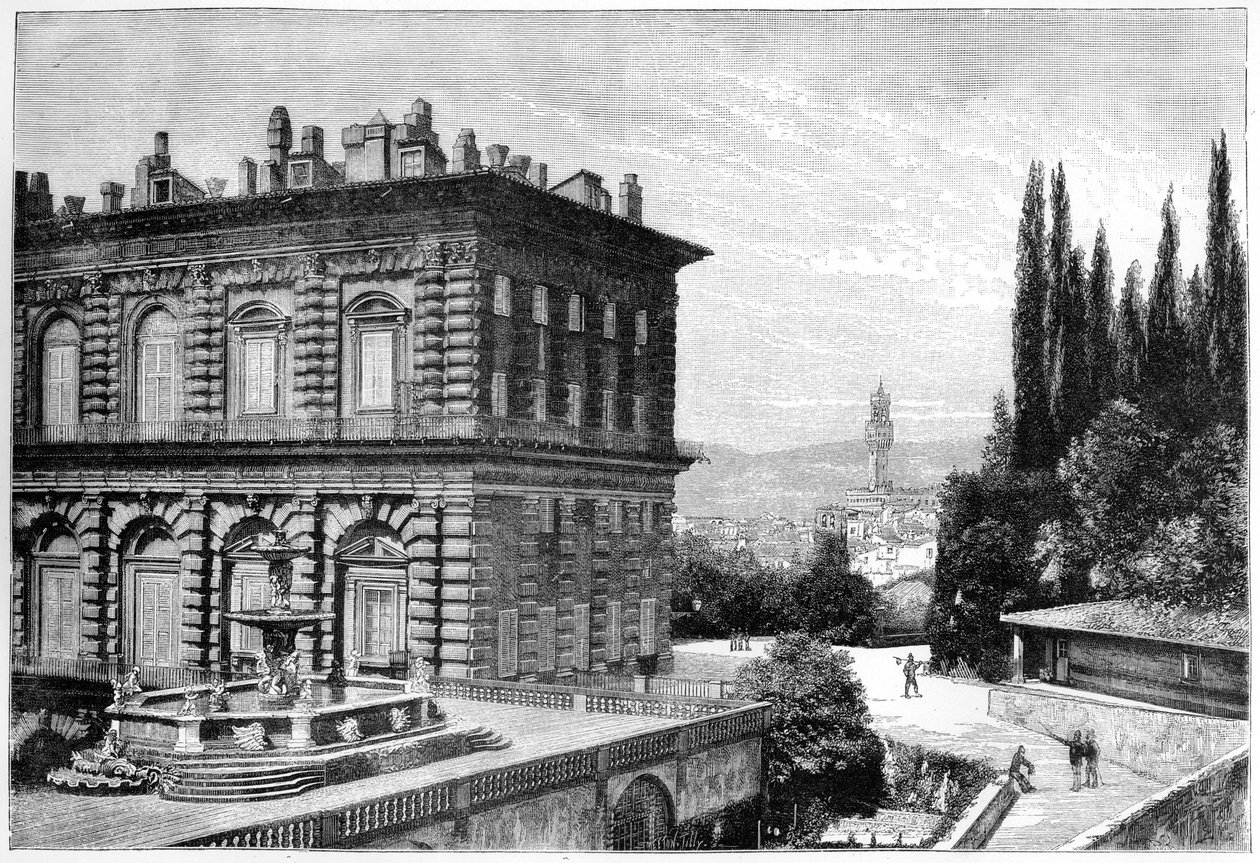 Ammanatin julkisivu, Pitti Palace, Firenze, Italia, 1882 tekijältä Unbekannt