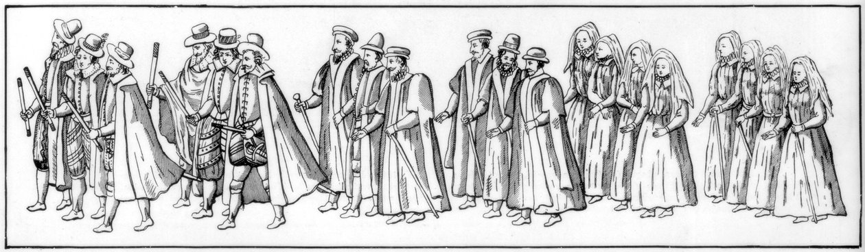 Uskolliset alamaiset, jotka johtivat kulkuetta Elizabethin hautajaisissa, 1603 1901 tekijältä Unbekannt