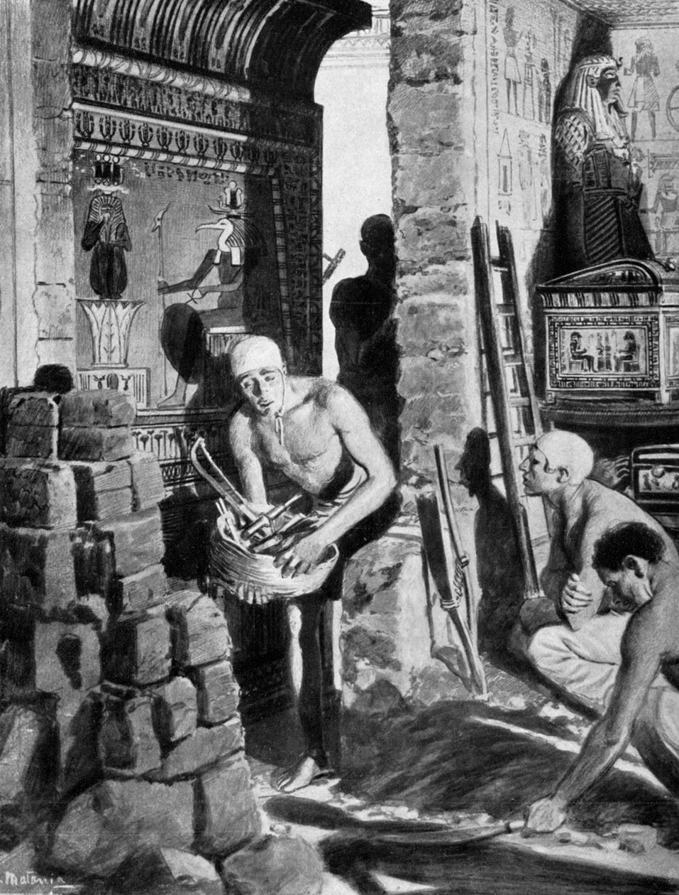 Tutankhamonin haudan lopullinen sisustus ja sinetöinti, Egypti, 1325 eKr. 1933-1934 tekijältä Unbekannt
