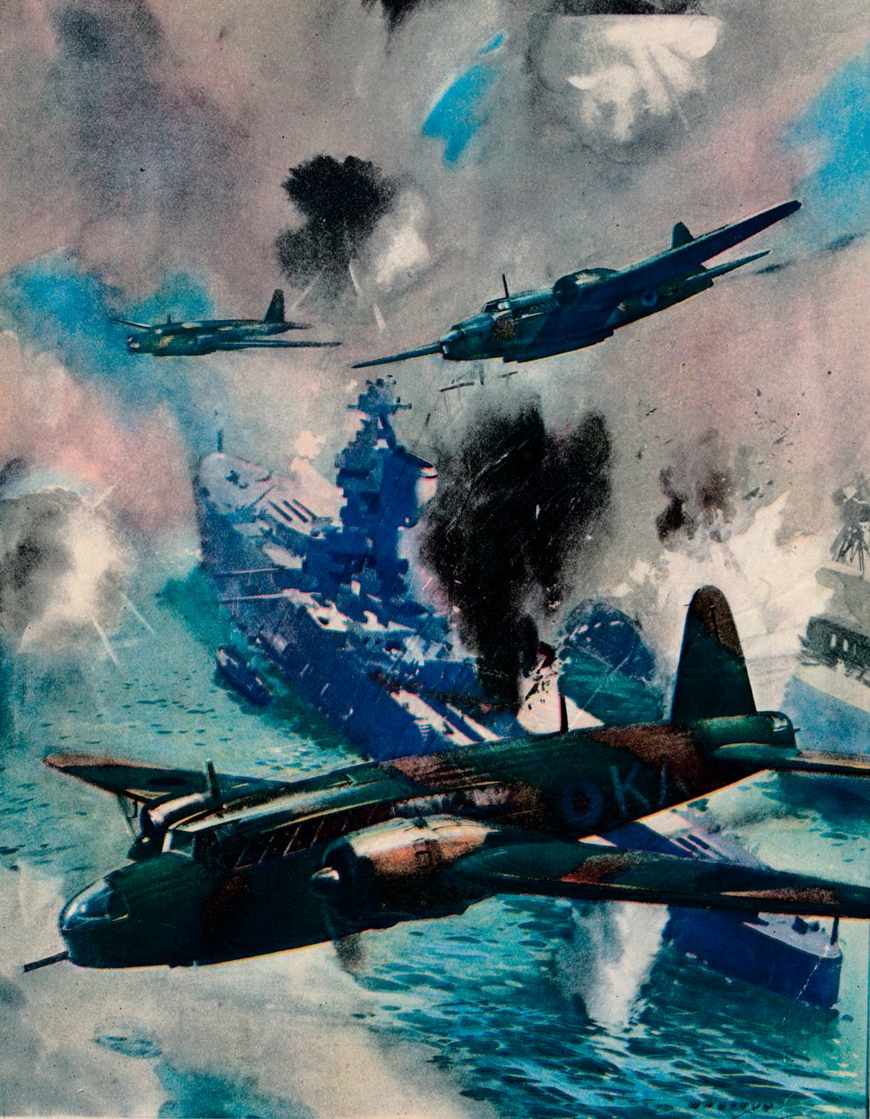 Ensimmäinen brittiläinen ilmahyökkäys sodan aikana, hyökkäys Kieliin, 1940 tekijältä Unbekannt