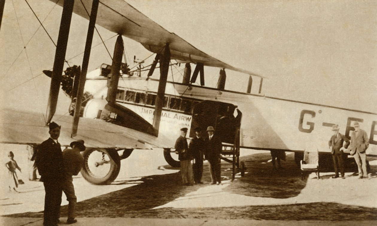 Ensimmäinen Indian Air Mail saapuu Croydonin lentokentälle Etelä-Lontoossa, 1929, 1935. tekijältä Unbekannt