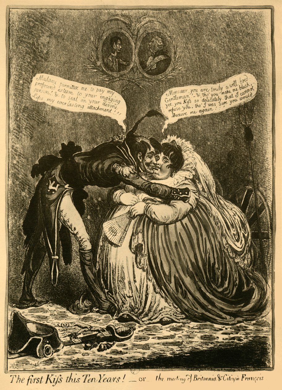 Ensimmäinen suudelma tähän kymmeneen vuoteen! - tai - Britannian ja kansalaisen Françoisin tapaaminen, 1803, 1921. tekijältä Unbekannt