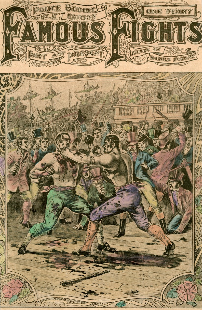Ensimmäinen taistelu Tom Springin ja Jack Langanin välillä, 1824 1800-luvun lopulla tai 1900-luvun alussa tekijältä Unbekannt