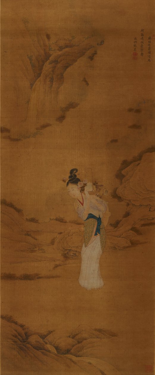 Jumalatar Magu kukkakorin kanssa, Qing-dynastia 1645-1911 tekijältä Unbekannt