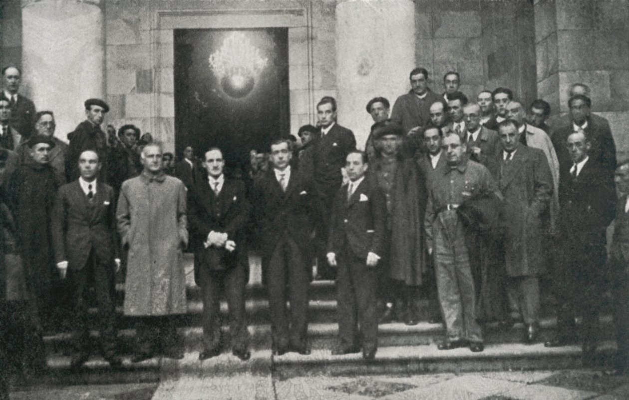 Baskimaan hallituksen pää (tai legendaarinen) Jose Antonio Aguirre ja hallituksen jäsenet, Barcelona. Jubert Figuerasin yksityinen säätiö. tekijältä Unbekannt