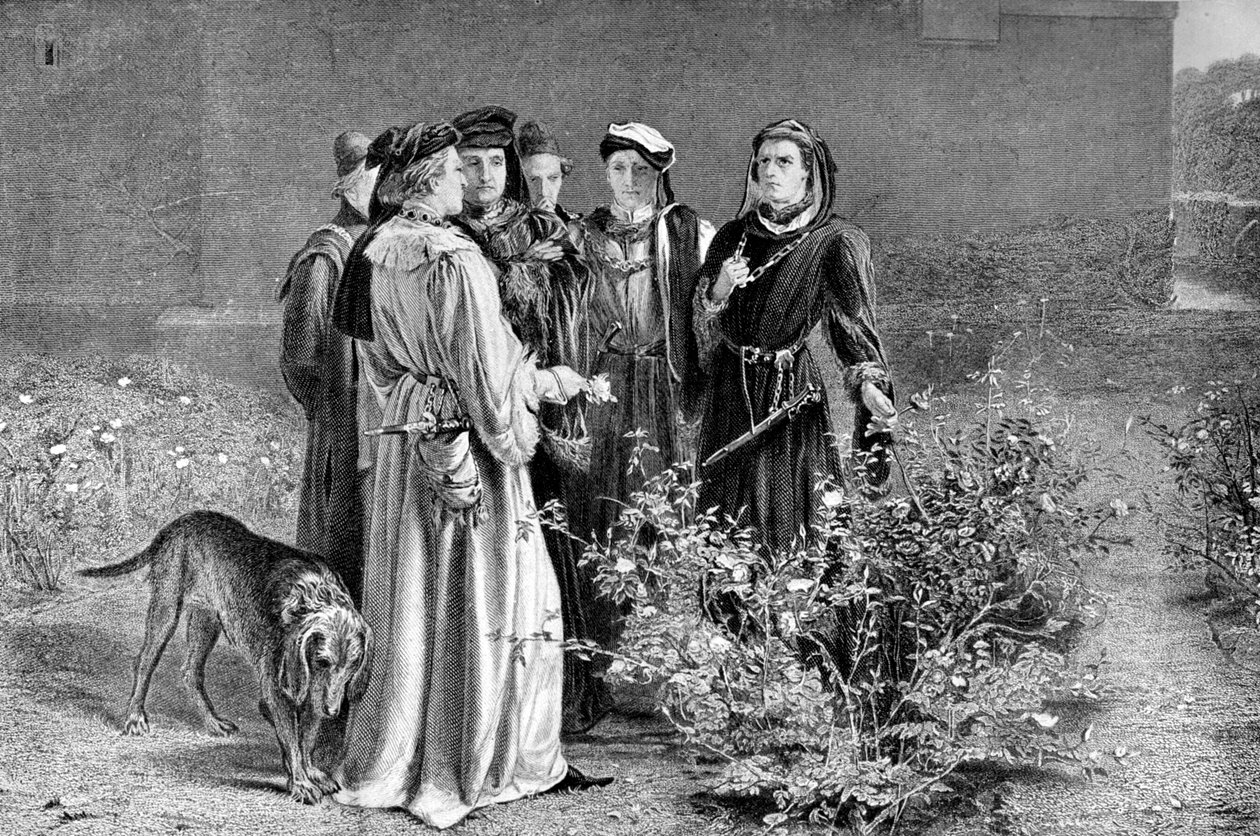 Yorkin ja Lancasterin talot, 1400-luku, n. 1920 tekijältä Unbekannt
