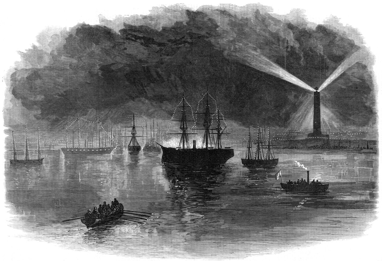 Port Saidin valot Suezin kanavan avaamisen yhteydessä Egyptissä, 1869 tekijältä Unbekannt
