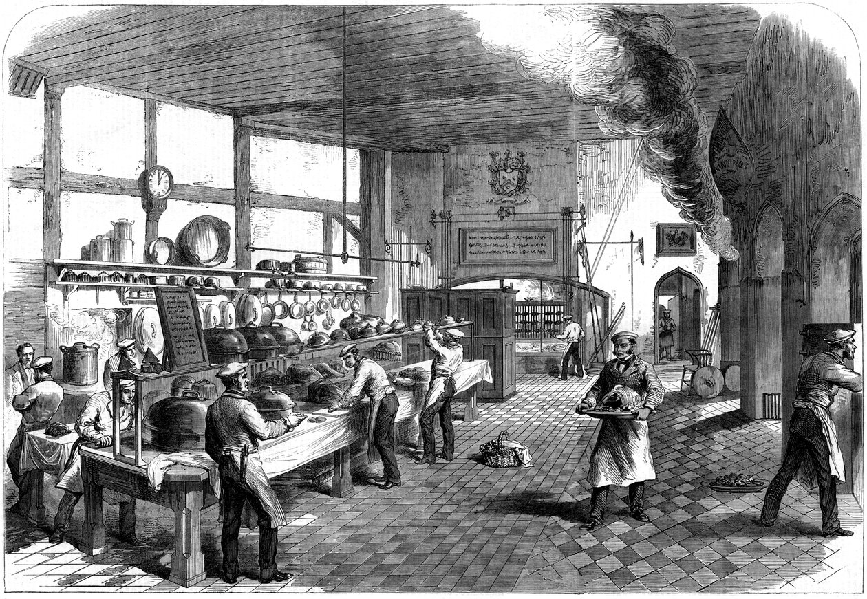 Keittiö Charterhouse Schoolissa, Godalmingissa, Surreyssa, 1867 tekijältä Unbekannt