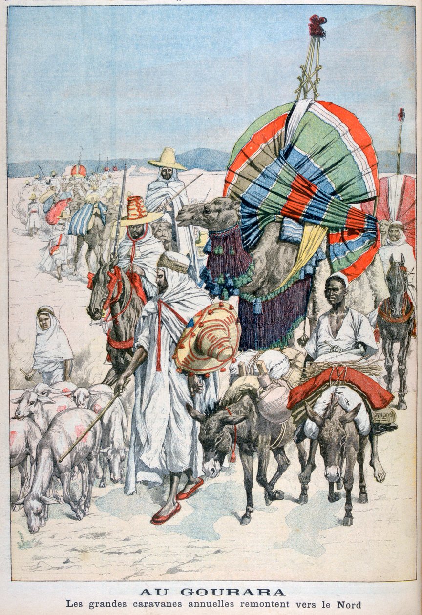 Suuret vuotuiset karavaanit suuntaavat pohjoiseen, Gourara, Algeria, 1903 tekijältä Unbekannt