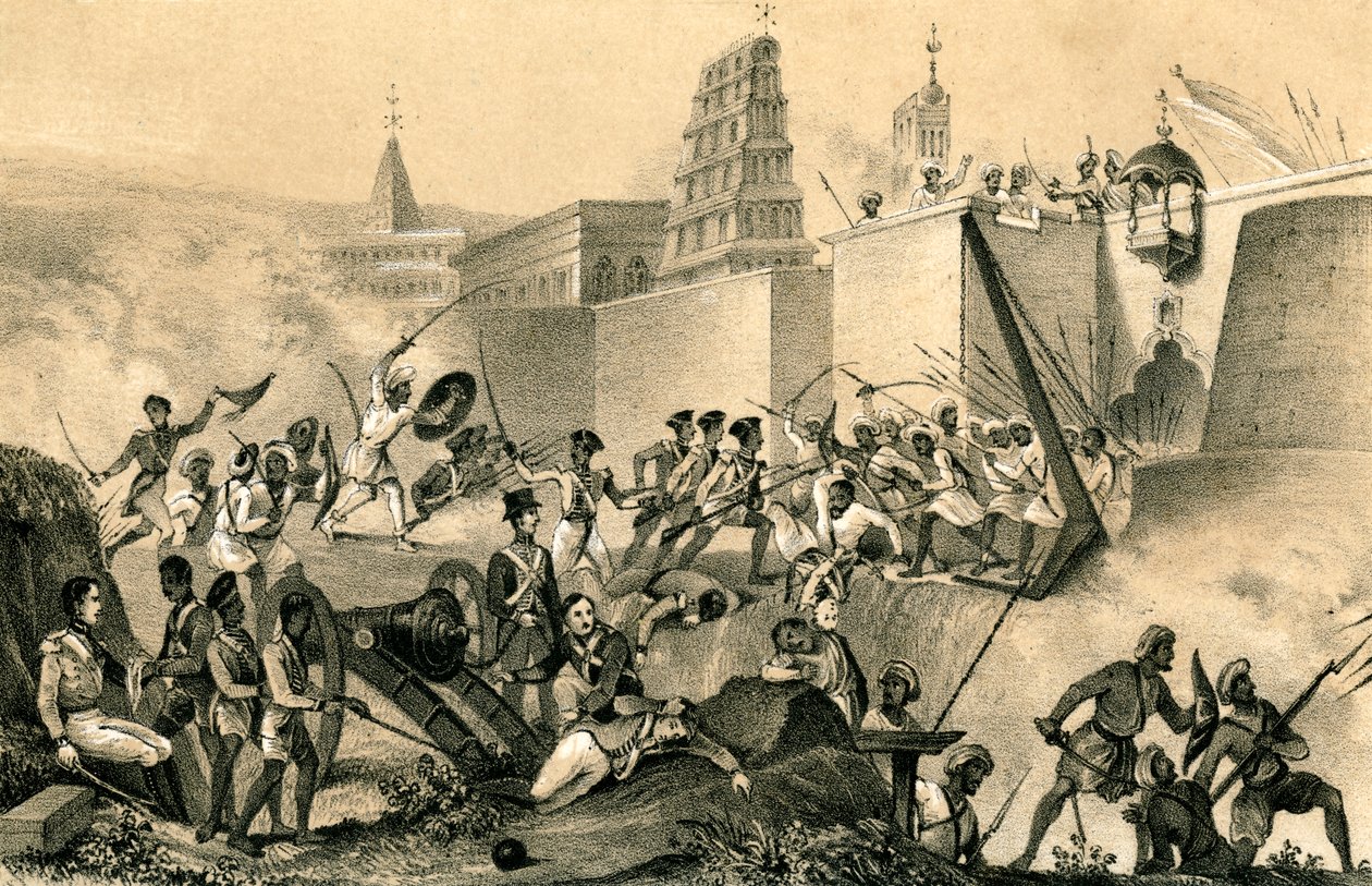 Tippoo Saibin viimeinen yritys Seringapatamilla, 1799, 1847 tekijältä Unbekannt