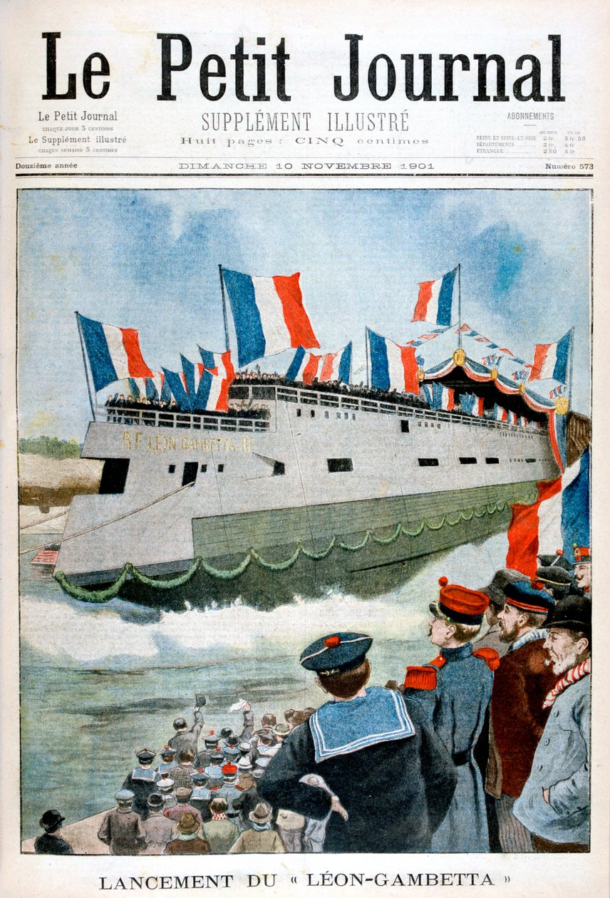 Panssaroidun risteilijän Leon Gambetta laukaisu, Ranska, 1901 tekijältä Unbekannt