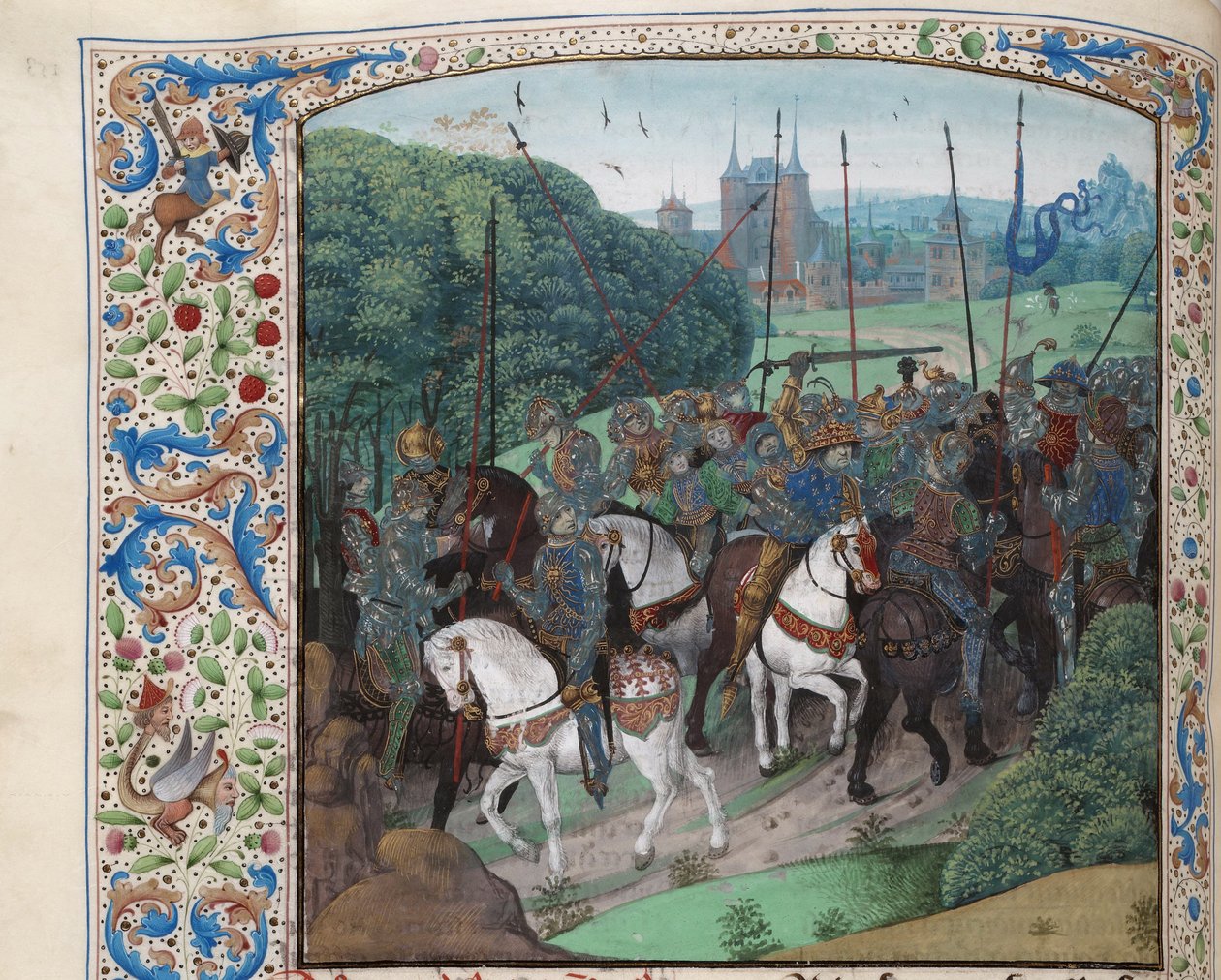 Kaarle VI:n hulluus metsässä lähellä Le Mansia, noin 1470-1475. tekijältä Unbekannt