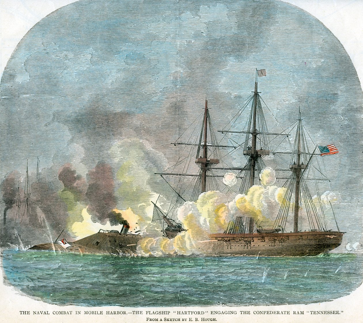 Meritaistelu Mobile Harbourissa, Alabamassa, Amerikan sisällissota, 5. elokuuta 1864 tekijältä Unbekannt