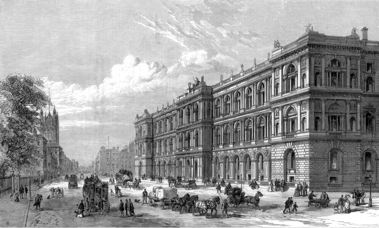 Uudet koti- ja siirtomaatoimistot, Parliament Street, Westminster, Lontoo, 1875 tekijältä Unbekannt
