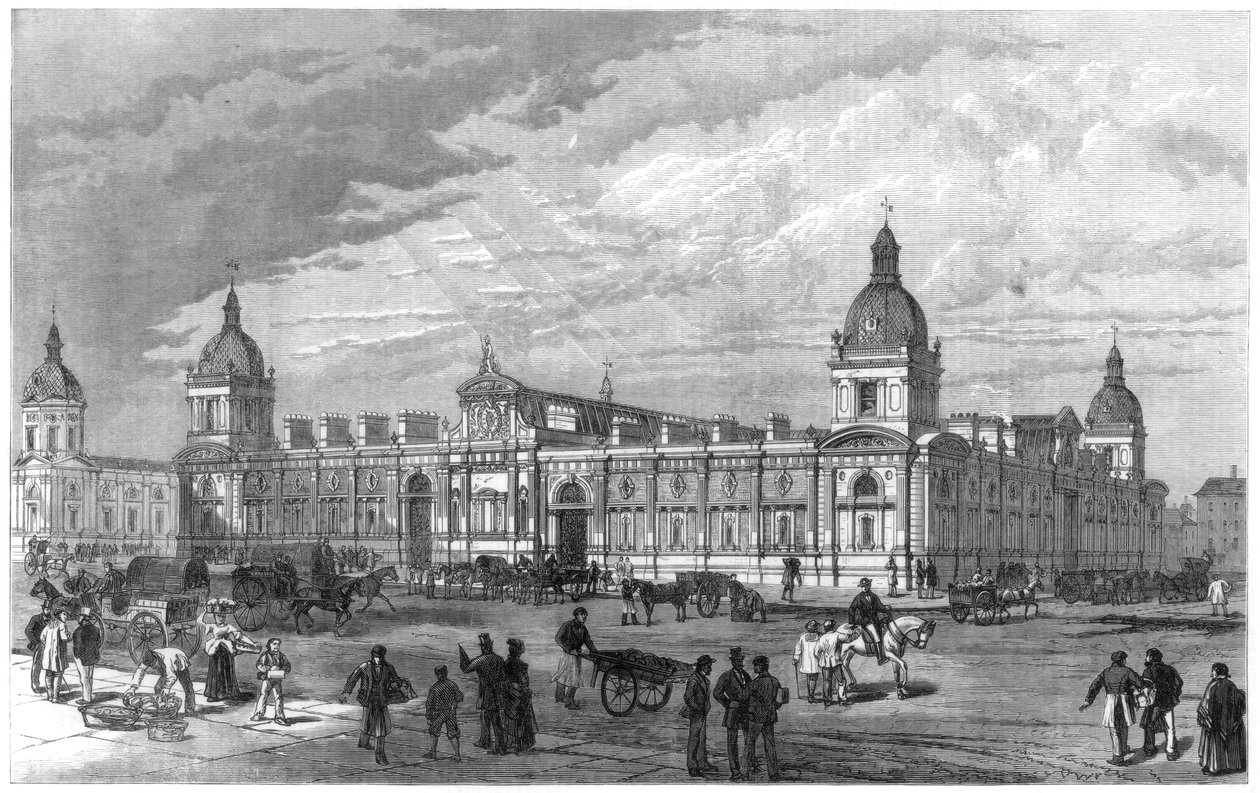 Uusi Metropolitan Poultry Market, Smithfield, Lontoo, 1875 tekijältä Unbekannt