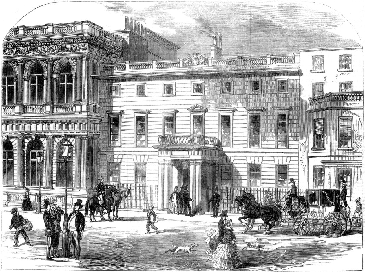 Sotaosaston uusi toimisto, Buckingham House, Pall Mall, Lontoo, 1855 tekijältä Unbekannt