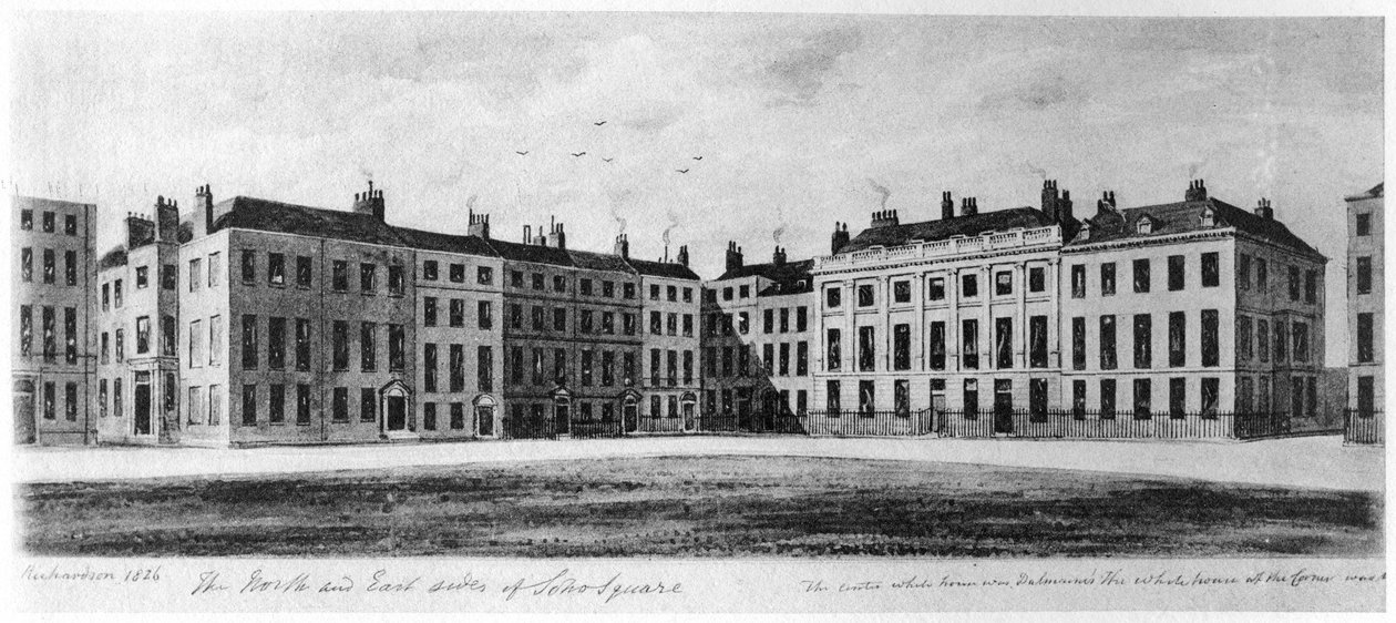 Soho Squaren pohjois- ja eteläpuoli, Lontoo, 1826 1907 tekijältä Unbekannt