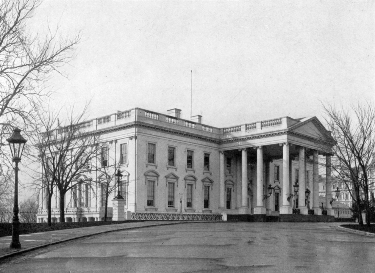 Valkoisen talon pohjoinen portiikko, Washington D.C., USA, 1908 tekijältä Unbekannt