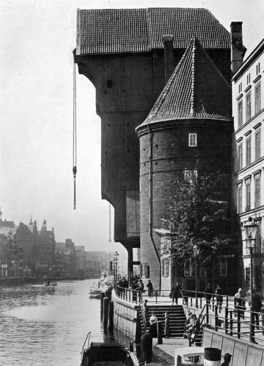 Vanha Krantor Crane Gate Mottlau-joella, Gdansk, Puola, 1926 tekijältä Unbekannt