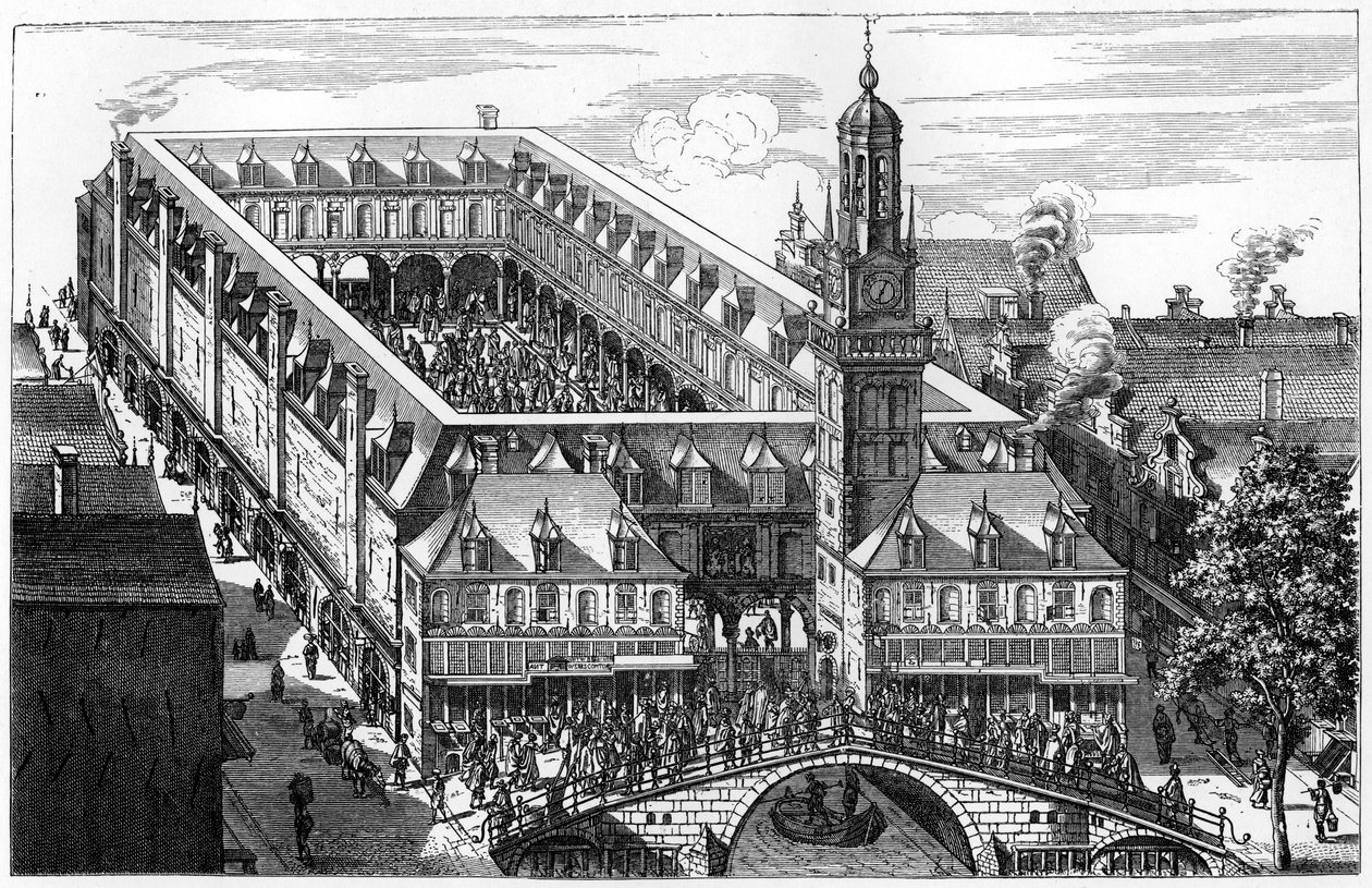 Amsterdamin vanha pörssi, joka tuhoutui tulipalossa 1858, 1903 tekijältä Unbekannt